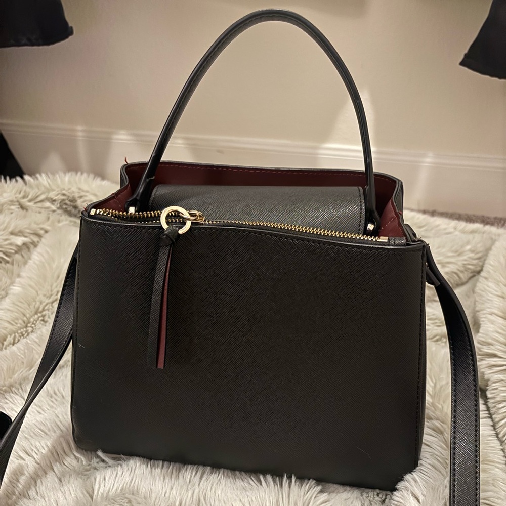 ZARA Black and Maroon Handbag